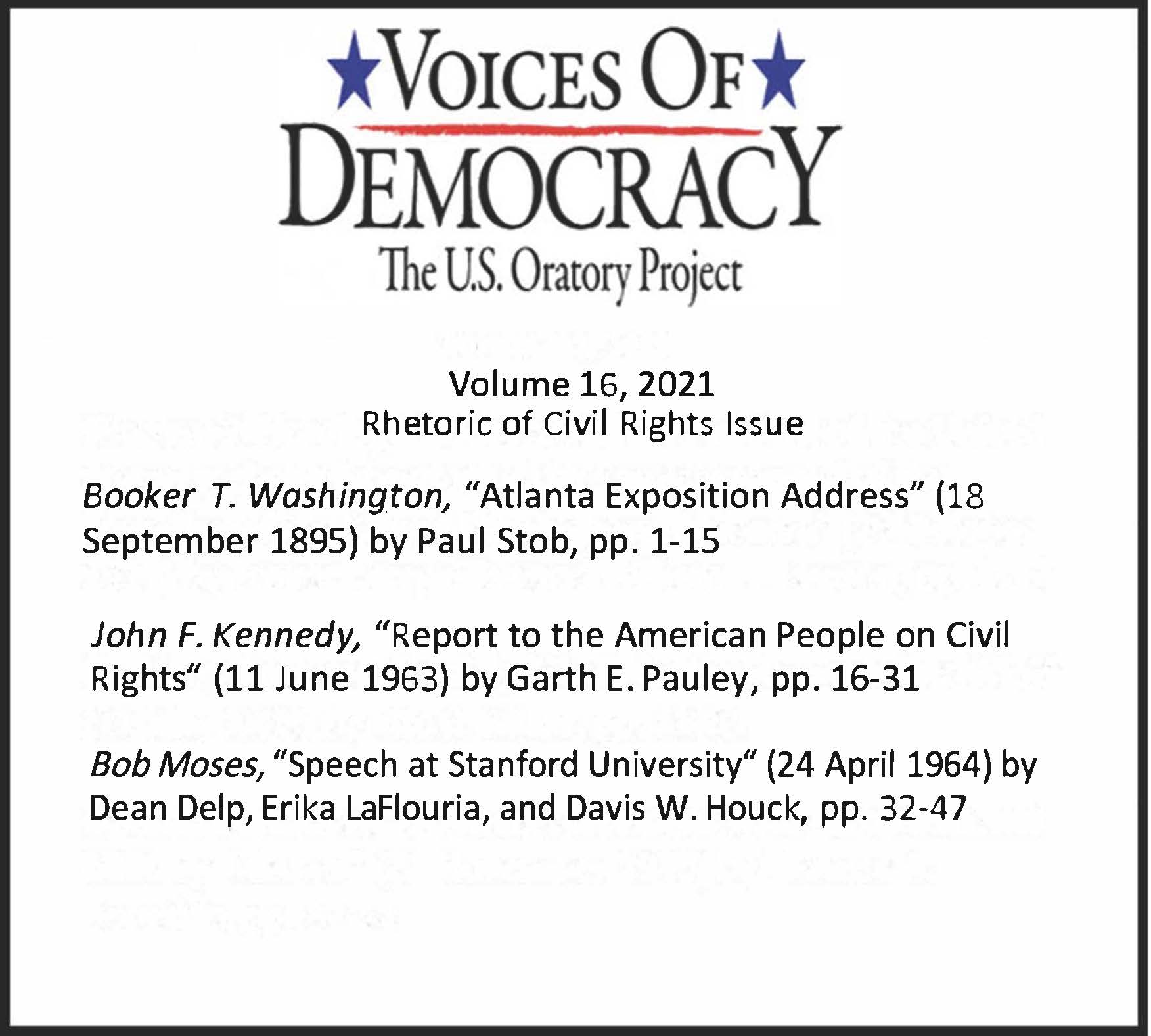 VOD Journal Volume 16 (2021): Rhetoric of Civil Rights Issue - Voices of Democracy