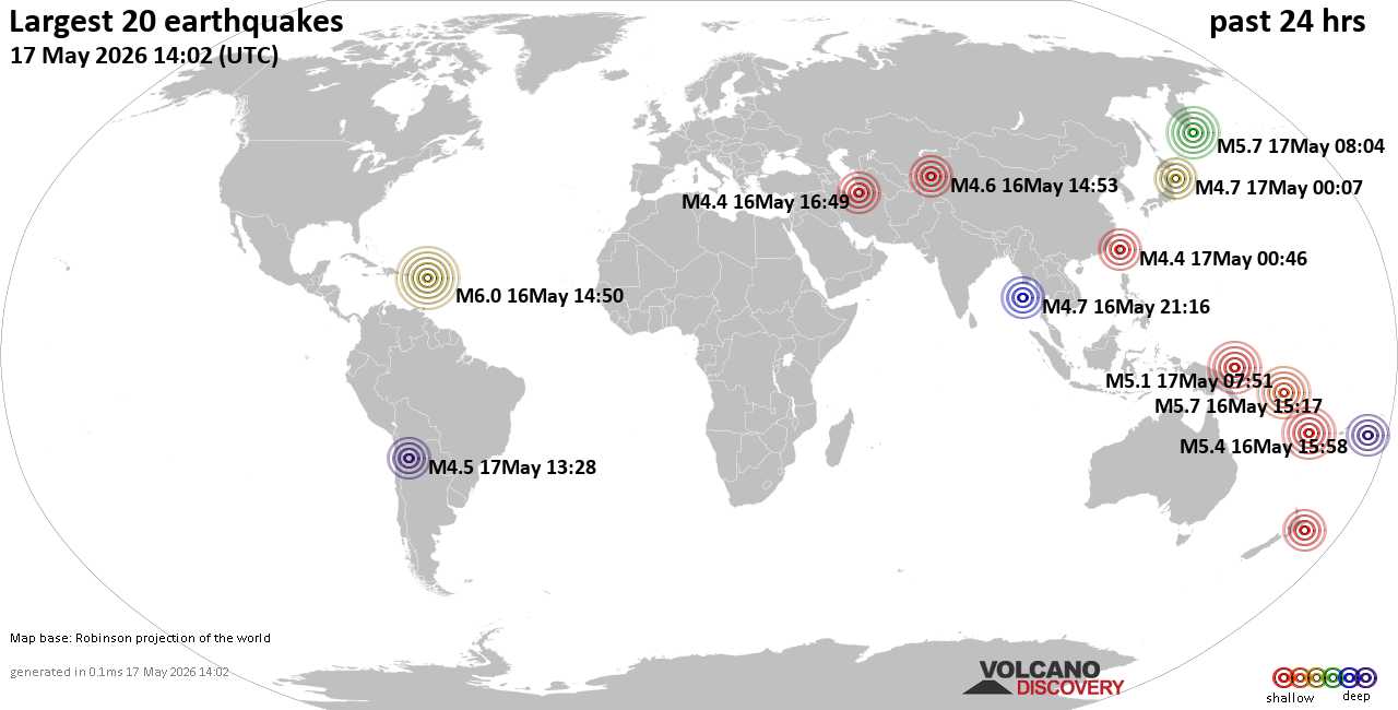 Earthquakes Today: Latest Major Quakes Worldwide Past 30 Days | VolcanoDiscovery