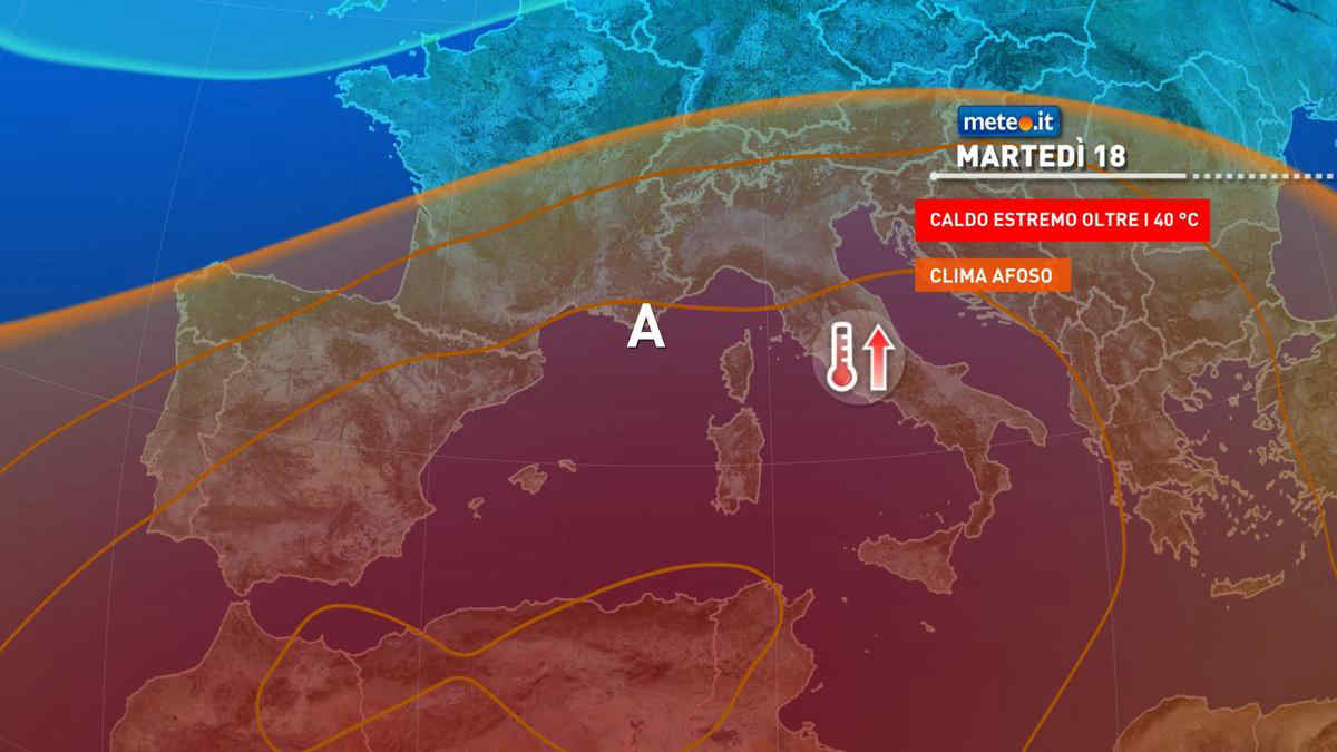Meteo 18 luglio, caldo estremo: possibili record, punte intorno a 45°C