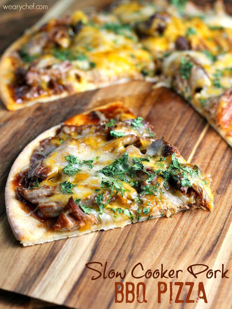 Slow Cooker Pork BBQ Pizza - The Weary Chef