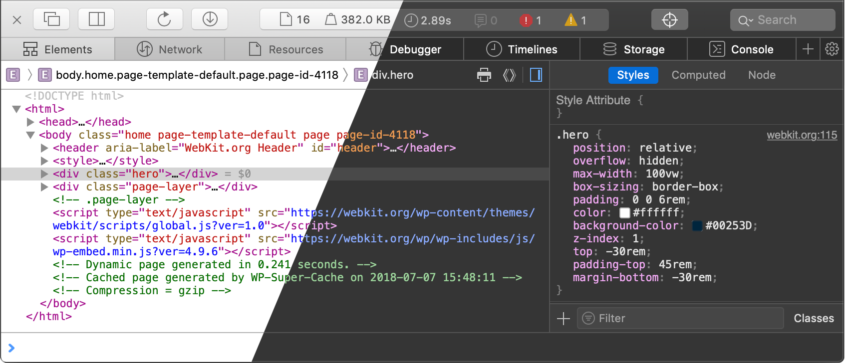 Dark Mode in Web Inspector | WebKit