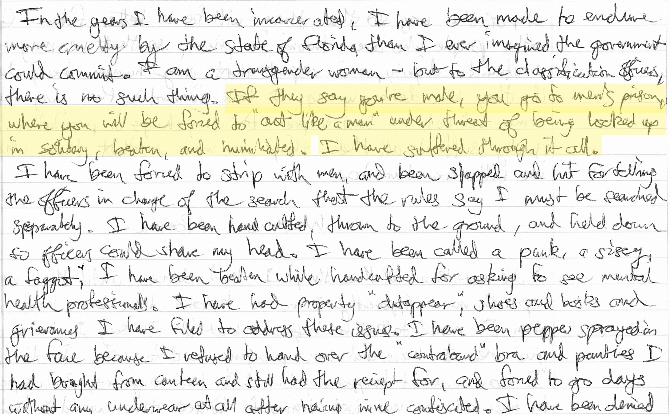 Enforced Dysphoria: A Letter from a Transgender Woman Denied Care in a Florida Men’s Prison - ACLU of Florida
