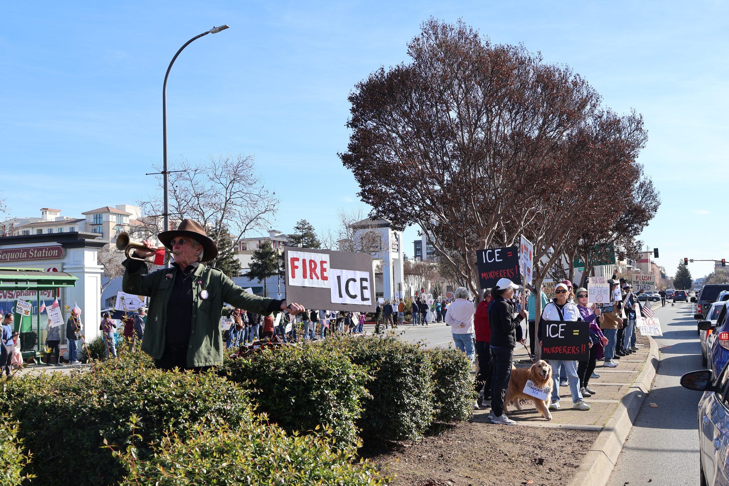 Anti-Trump protesters plaster two blocks of Redwood City - The Almanac