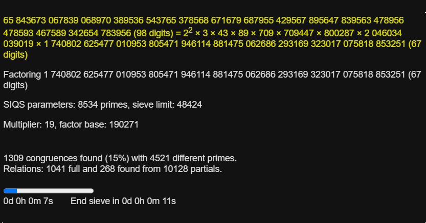 Integer factorization calculator