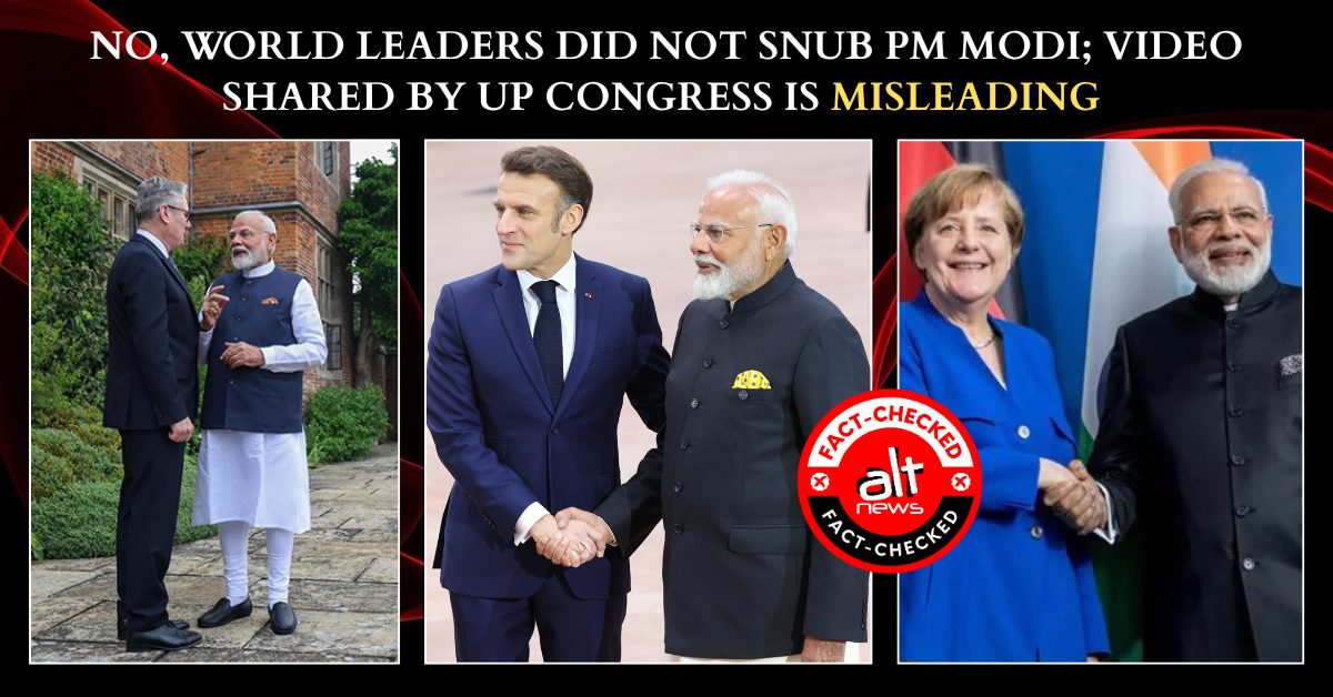 No, world leaders did not snub PM Modi; video shared by UP Congress is misleading - Alt News