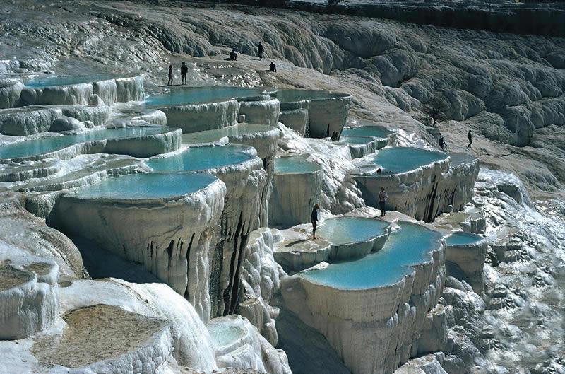 Pamukkale travertines formed by thermal waters are visited overnight - Anatolian Archaeology