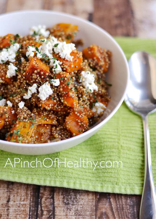 Quinoa Pilaf with Butternut Squash, Caramelized Onion and Goat Cheese - A Pinch of Healthy