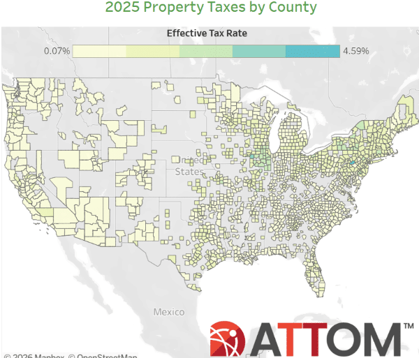 ATTOM 2025 Property Tax Analysis Average Bills Up 3%