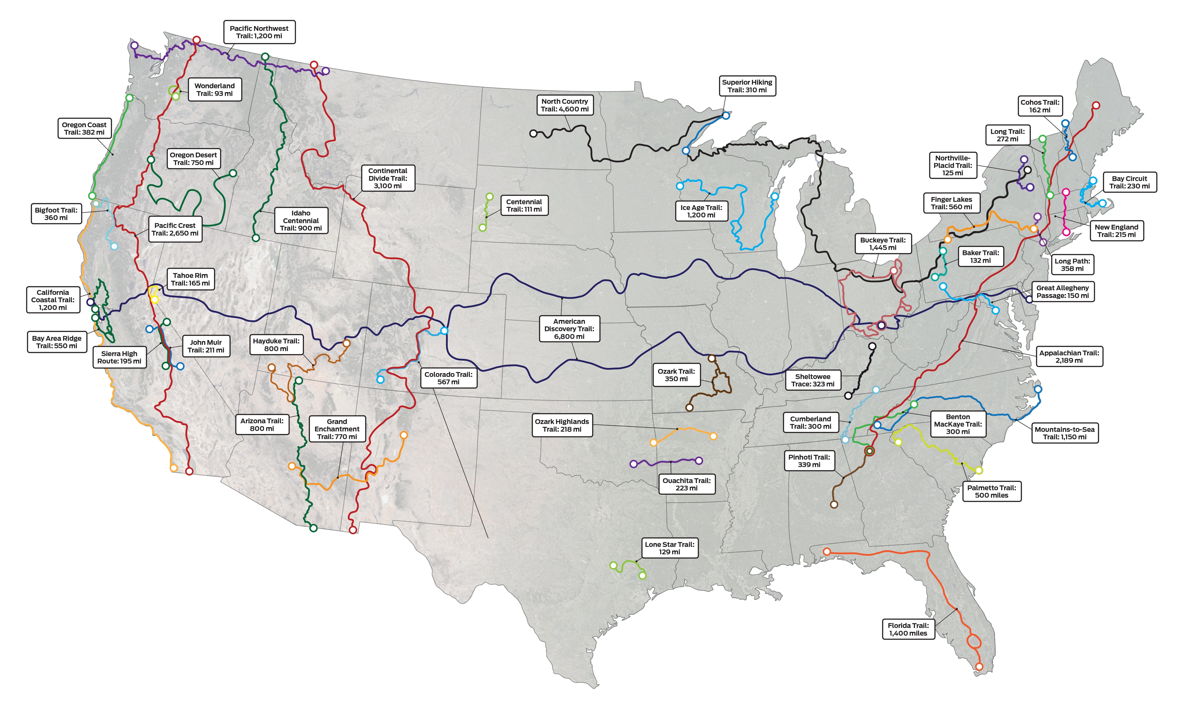 Map: America's Best Long Trails