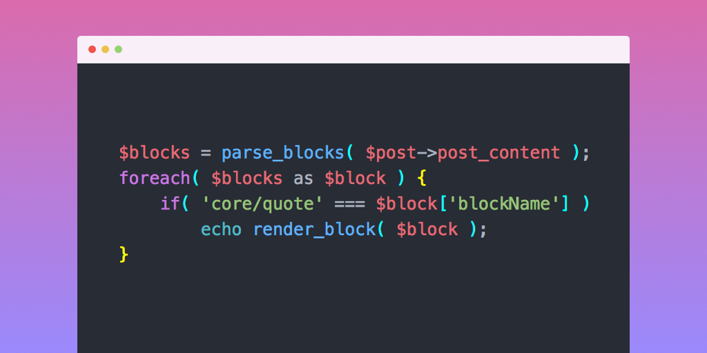 Access block data with PHP using parse_blocks() and render_block() - Bill Erickson