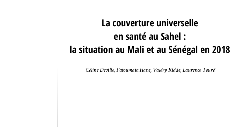 La Couverture universelle en santé au Sahel [...] - Ceped