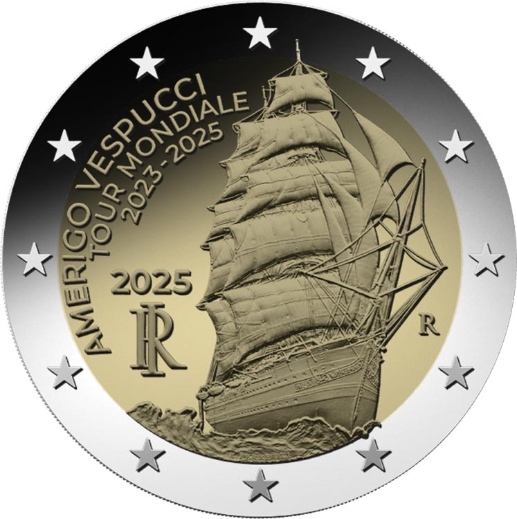 2 euro coin - World voyage of the Amerigo Vespucci training ship 2023-2025 | Italy 2025