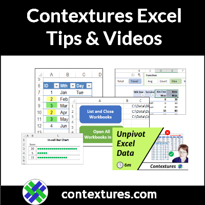 Contextures Excel Tips, Excel Tutorials and Excel Examples