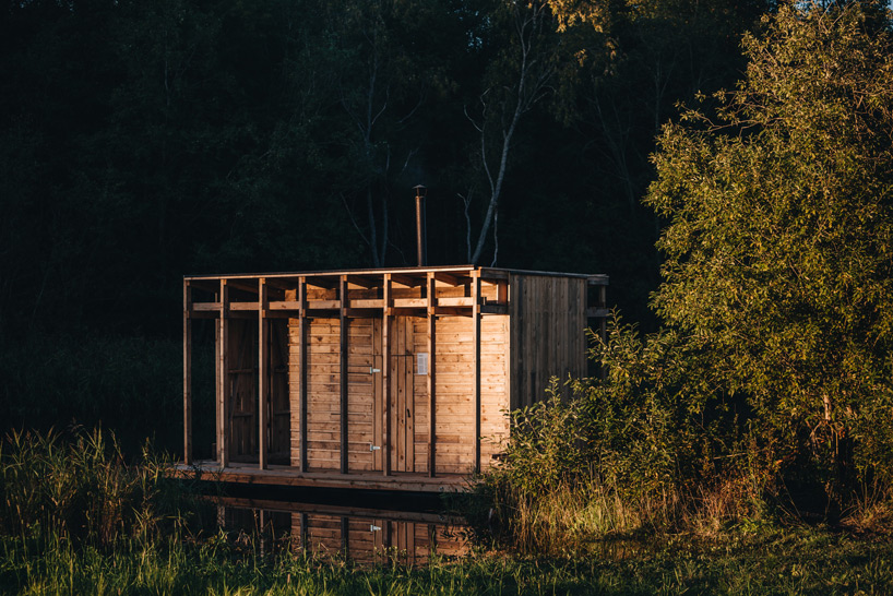 'flooded' workshop constructs wooden sauna' in estonia