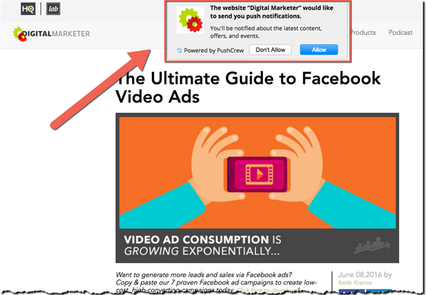Website Push Notifications: A New Way to Follow Up with Website Visitors (Without Getting Their Contact Information) - DigitalMarketer