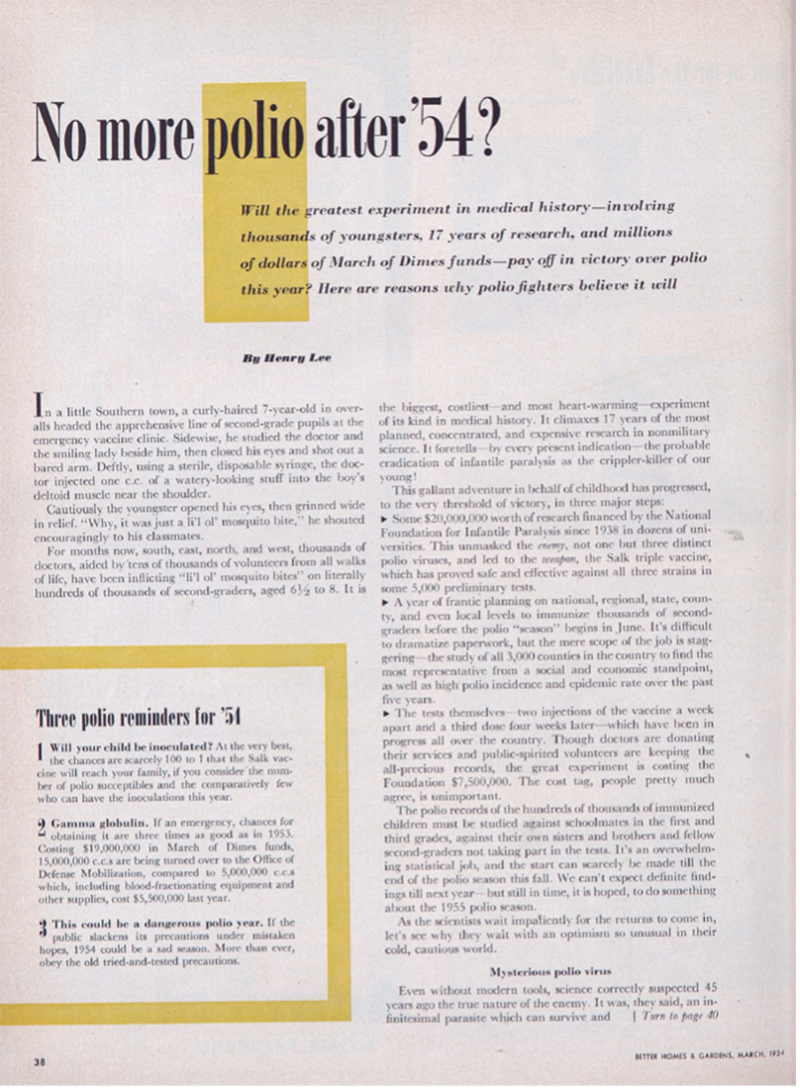 When Good Housekeeping Meant Getting Vaccinated Against Polio — History News Network