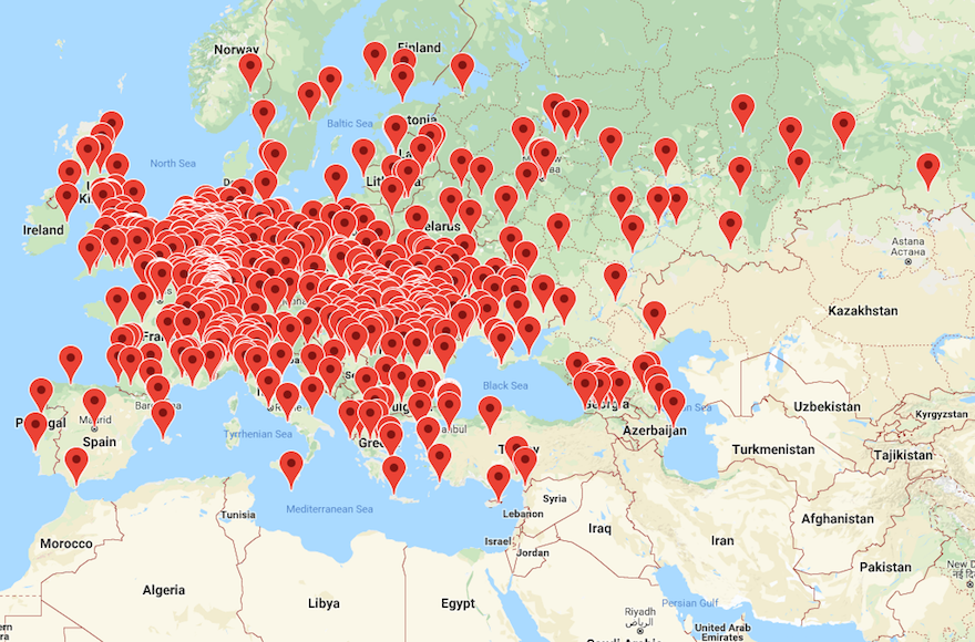 This map shows all of Europe's remaining synagogues - Jewish Telegraphic Agency
