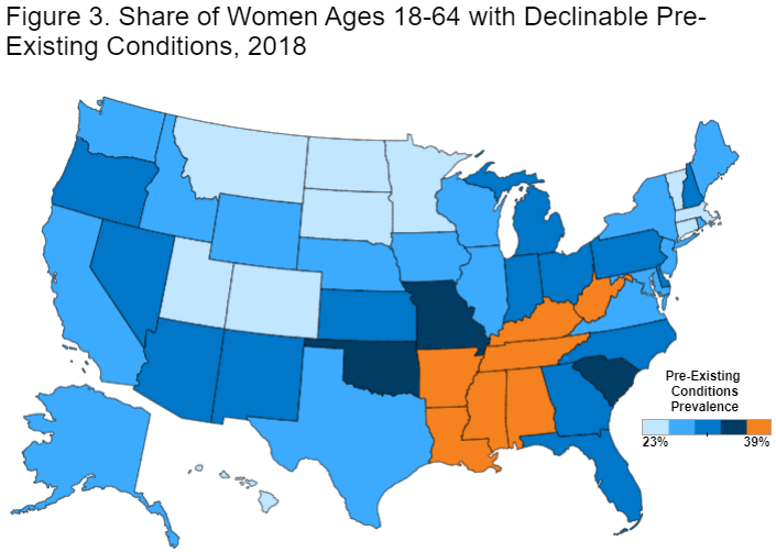 Pre-Existing Condition Prevalence Among Women Under Age 65 | KFF