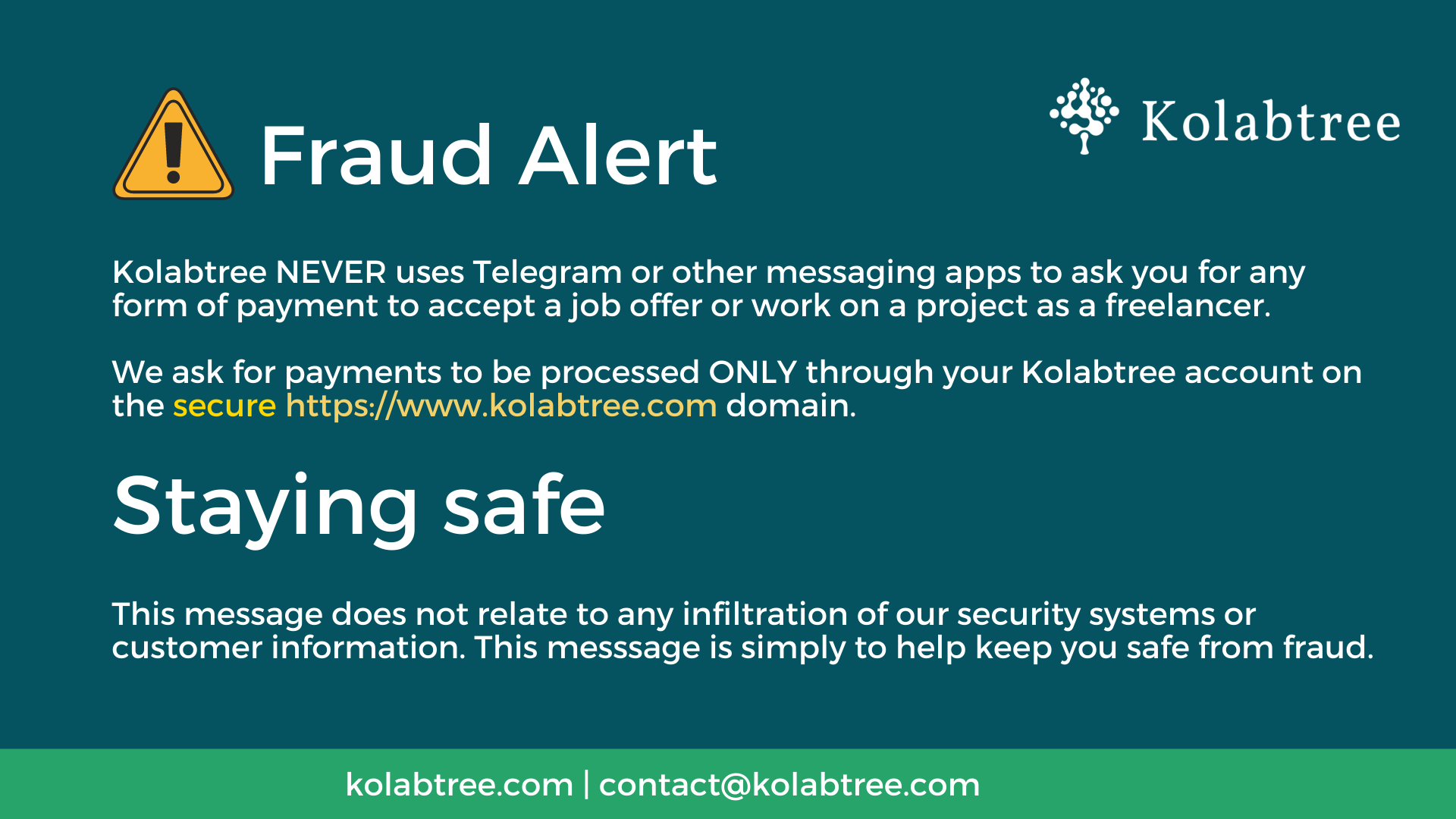 Fraud alert: Beware of scammers posing as Kolabtree recruiters