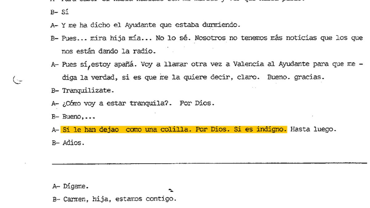 La esposa de Tejero: “Lo han dejado tirado...¡pero si tenía detrás a Milans, a Armada, al Rey”