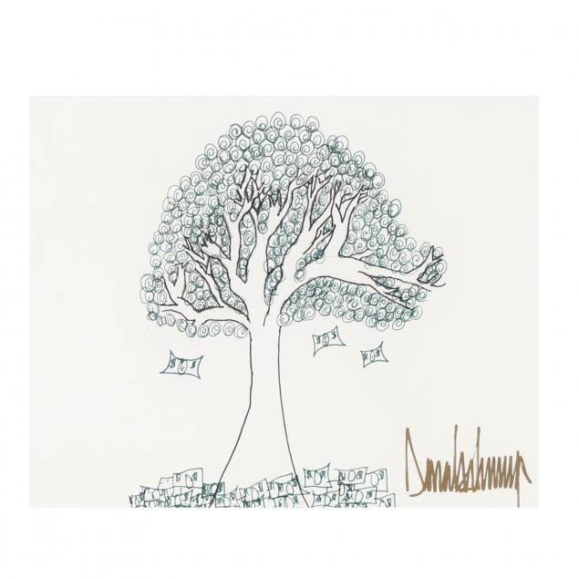 Donald Trump Original Artwork, Money Tree Drawing (Lot 267 - The Holiday Estate AuctionDec 17, 2020, 10:00am)