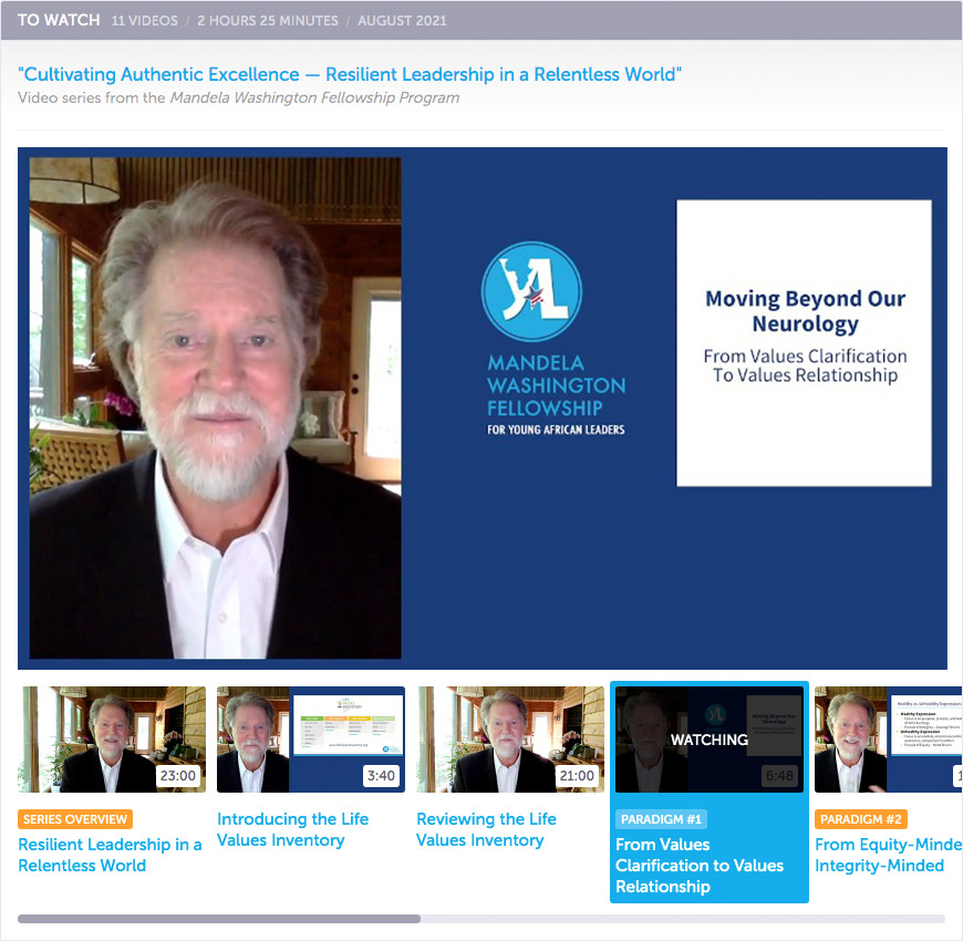 New Video Series: "Cultivating Authentic Excellence" — Life Values Inventory