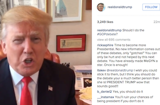 Trump Takes to Twitter and Instagram to Crowdsource a Plan: ‘Should I Do the GOP Debate?’