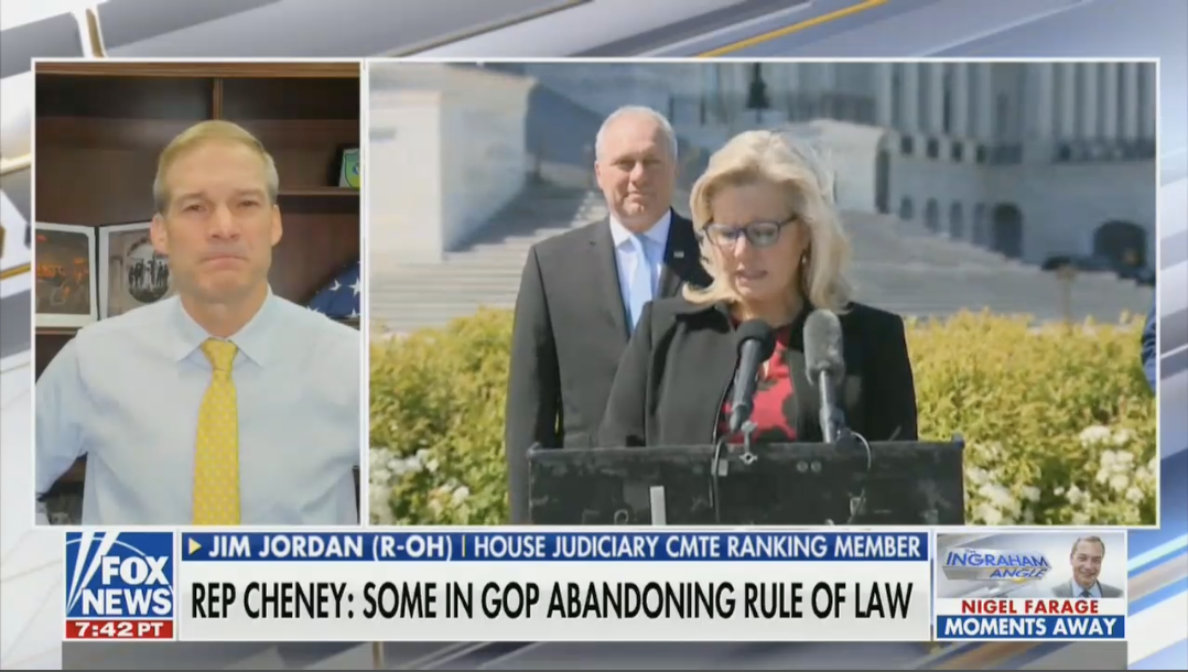 Jim Jordan Accuses Cheney of Pushing 'Democrat Talking Points'