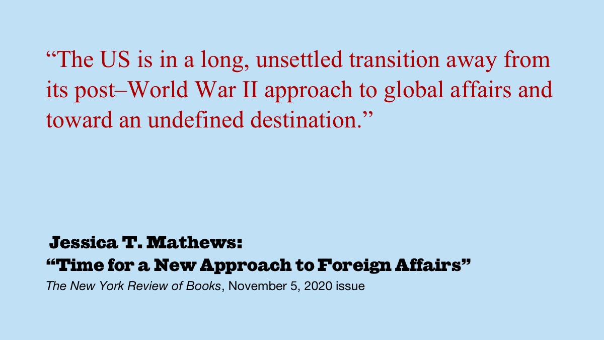 Time for a New Approach to Foreign Affairs | Jessica T. Mathews | The New York Review of Books