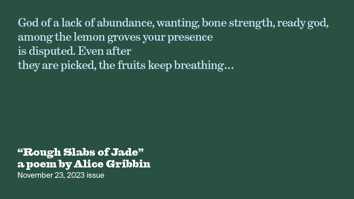 Rough Slabs of Jade | Alice Gribbin | The New York Review of Books