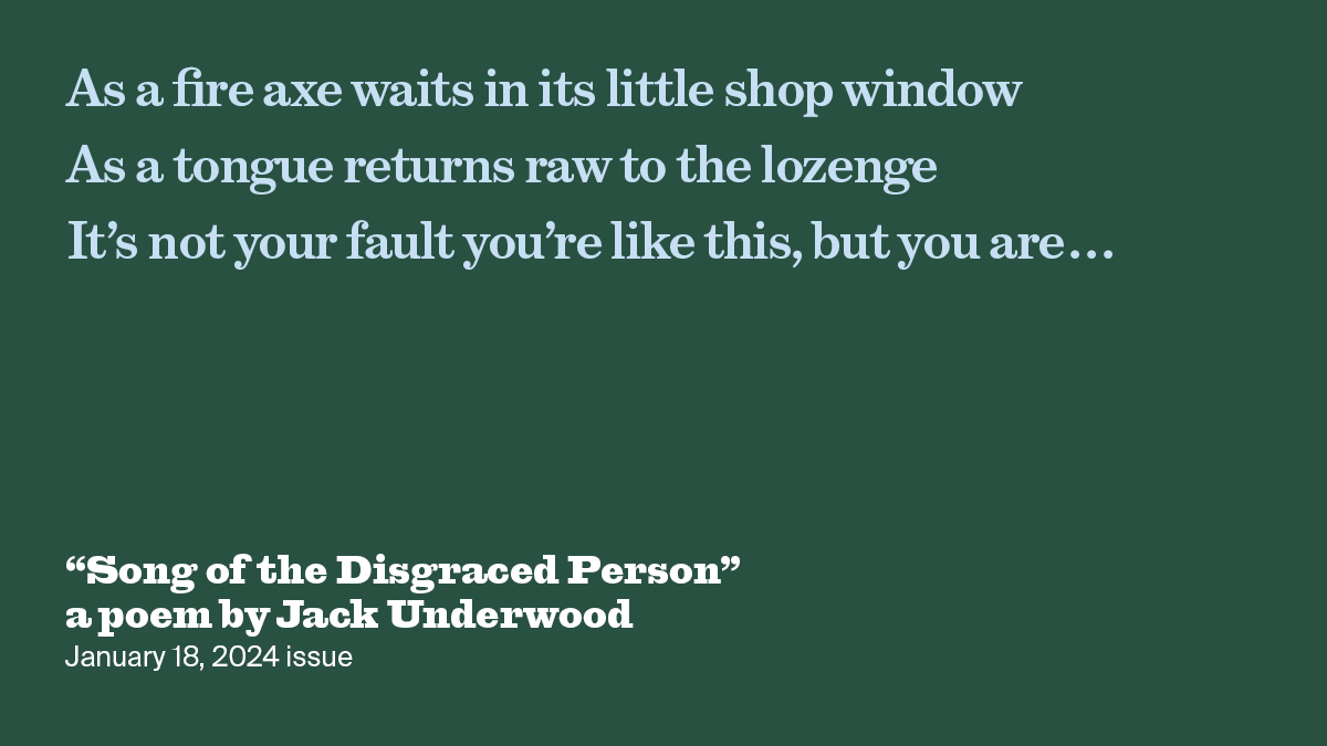 Song of the Disgraced Person | Jack Underwood | The New York Review of Books