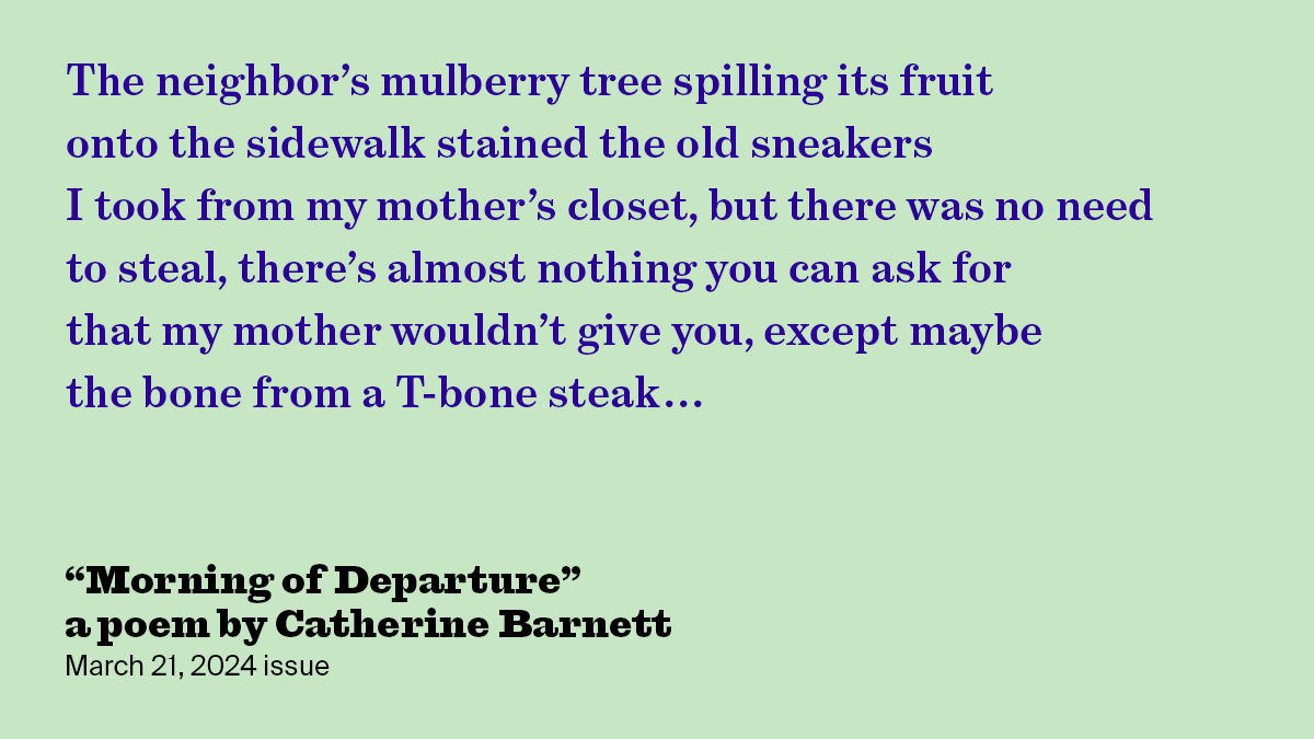 Morning of Departure | Catherine Barnett | The New York Review of Books