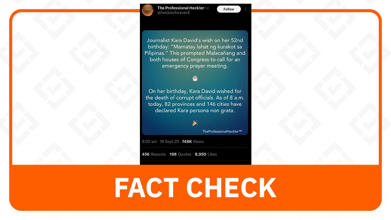 FACT CHECK: Kara David not declared persona non grata, post came from satire account