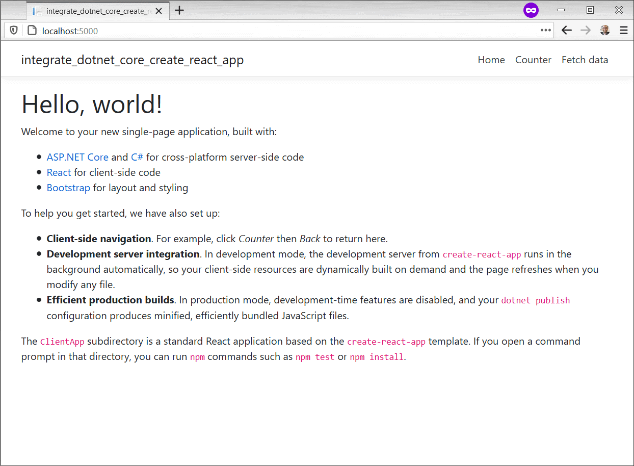 Integrate Create React app with .NET Core 5 - Simple Talk