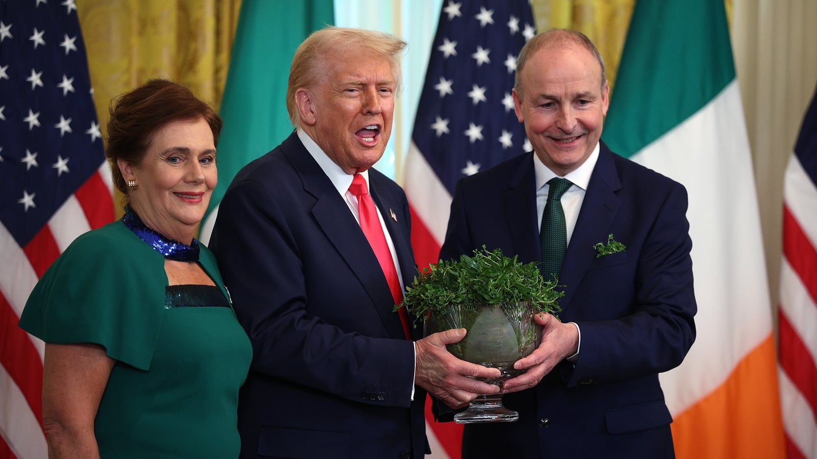 Martin presents shamrock as Trump highlights friendship