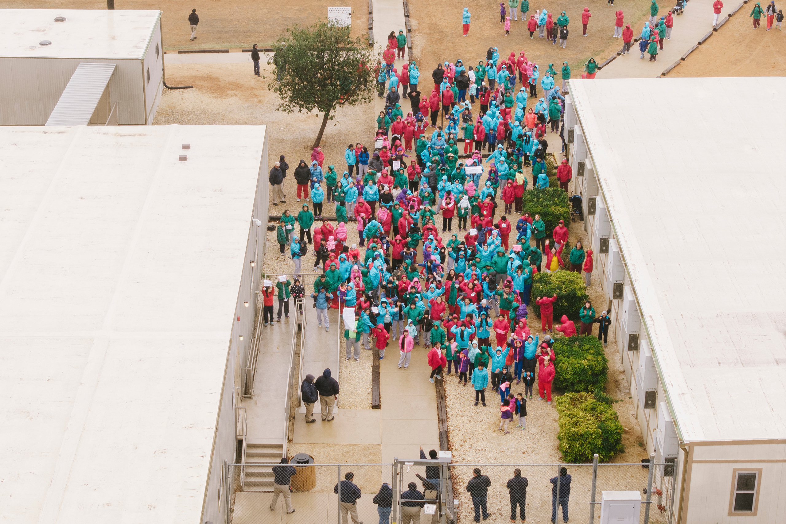 Detained immigrant families protest inside Texas facility
