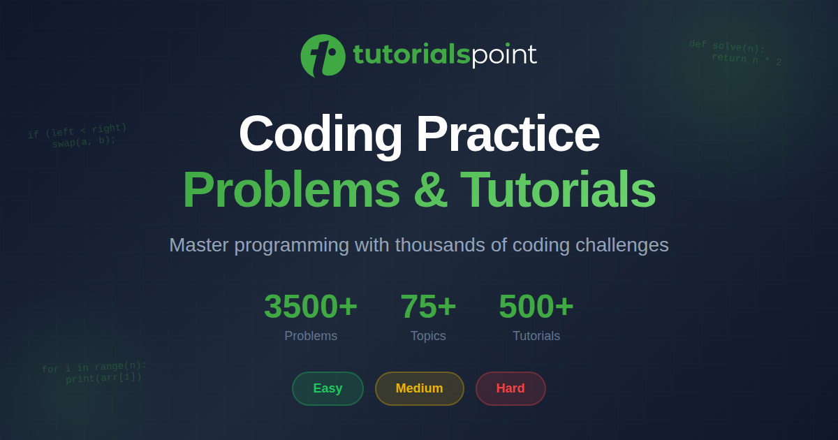 Coding Practice Problems & Tutorials | TutorialsPoint