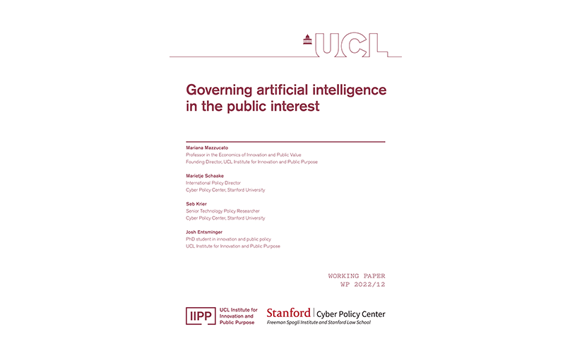 Governing artificial intelligence in the public interest | UCL Bartlett Faculty of the Built Environment