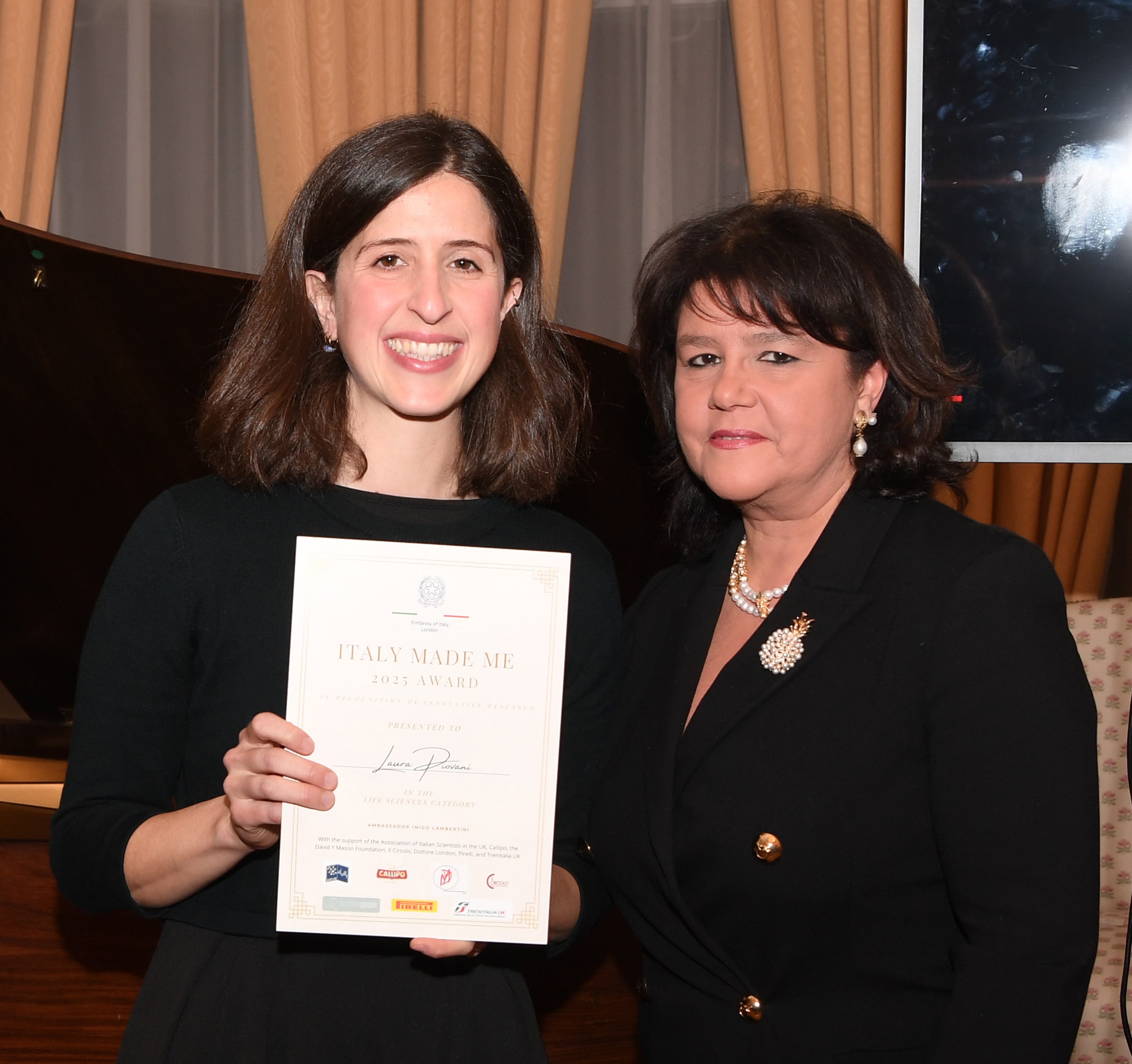 Laura Piovani receives 'Italy made me' award 2025 | Faculty of Life Sciences