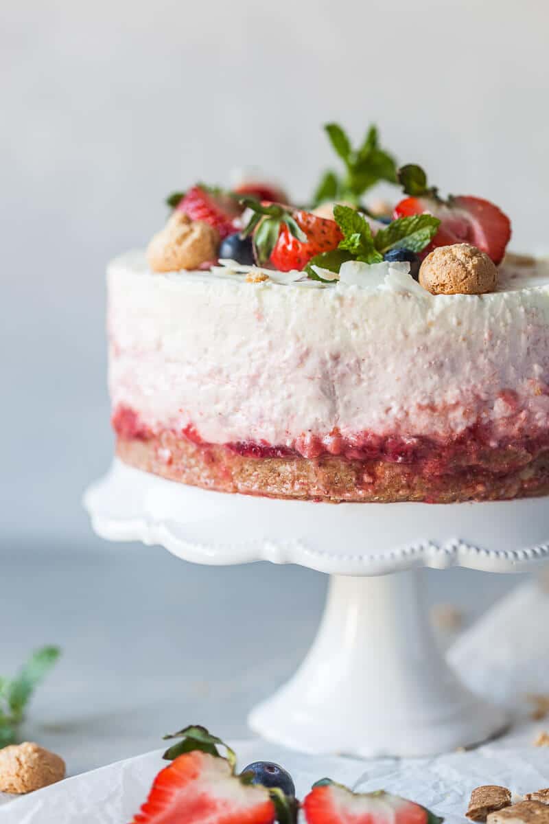 No Bake Strawberry Cheesecake - Vibrant plate