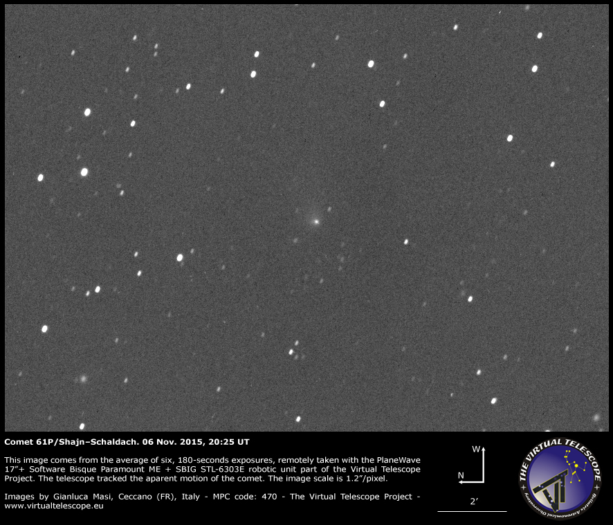 Comet 61P/Shajn–Schaldach: an image (06 Nov. 2015) - The Virtual Telescope Project 2.0