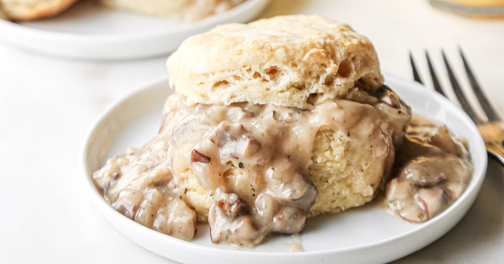 Biscuits and Mushroom Gravy - Wife Mama Foodie