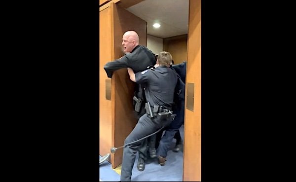 Vicious: Watch Capitol Police, Sen. Tim Sheehy grapple with belligerent anti-war Marine veteran at Armed Services Committee meeting * WorldNetDaily * by Cristina Laila, The Gateway Pundit