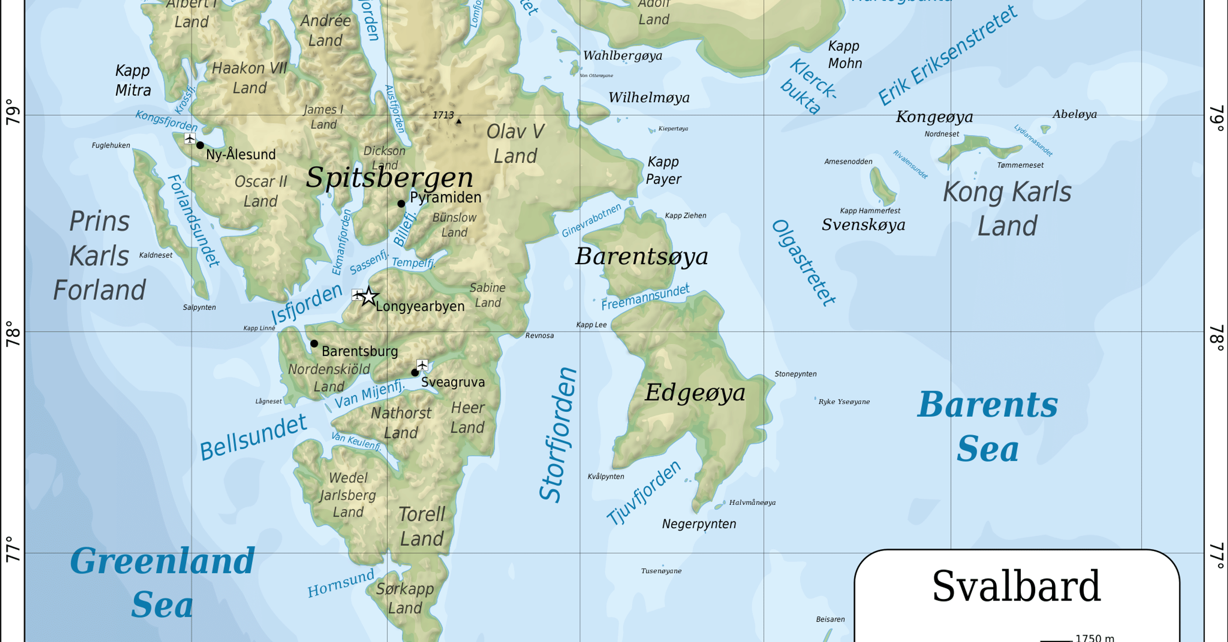 Topographic map of Svalbard - World History Encyclopedia