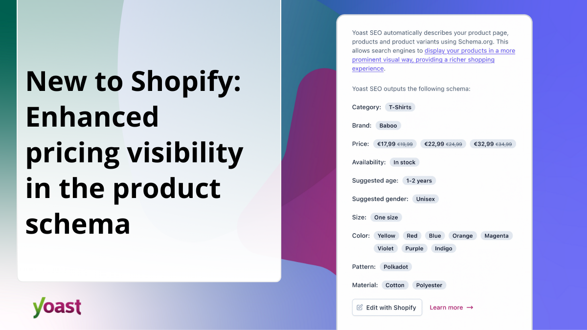 New to Yoast SEO for Shopify: Enhanced pricing visibility in product schema • Yoast